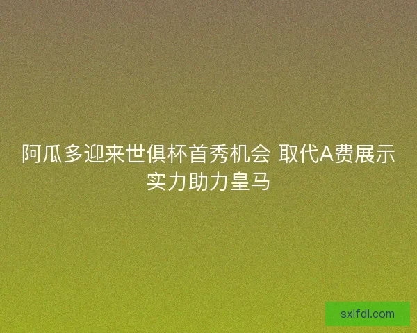 阿瓜多迎来世俱杯首秀机会 取代A费展示实力助力皇马