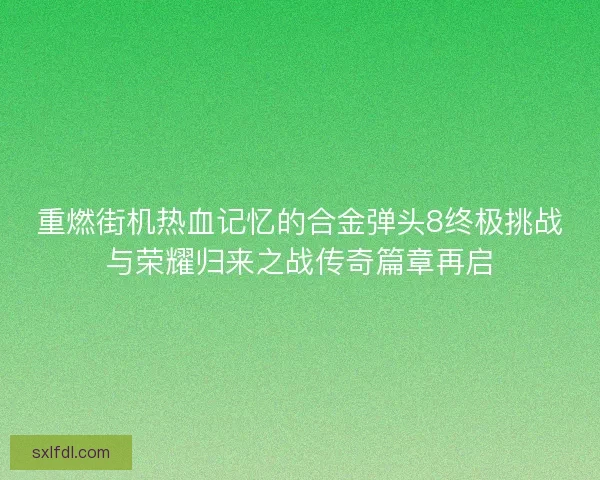 重燃街机热血记忆的合金弹头8终极挑战与荣耀归来之战传奇篇章再启